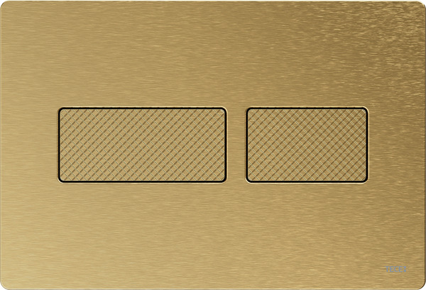 TECEsolid Панель смыва с двойной системой смыва для унитаза, материал металл, цвет матовая латунь с ромбовидным рельефом клавиш