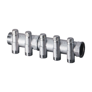 FAR FK 3921 11202RU MultiFAR Коллектор запорный 1" с 2 отв. 1/2" EUROKONUS