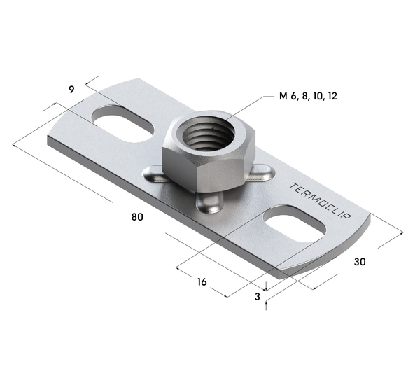 TERMOCLIP 09123001 Пластина опорная для малых нагрузок 3F2 30x15x80, 3 мм