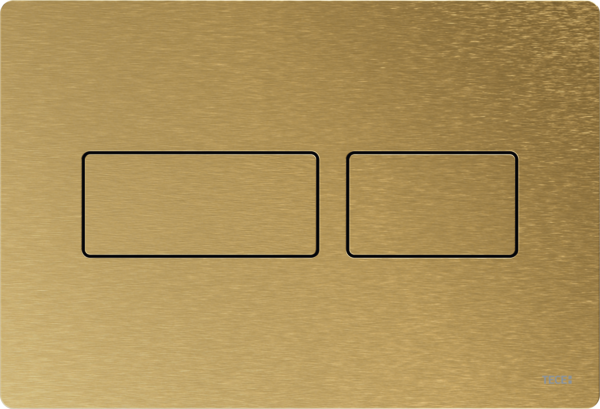 TECE 9240445 TECEsolid Панель смыва с двойной системой смыва для унитаза, цвет панели латунь, цвет клавиш латунь, материал нержавеющая сталь брашированная