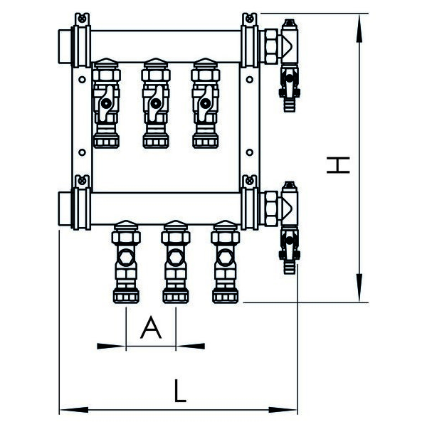 РЕХАУ 12488801001 RAUTHERM S Распределительный коллектор IVKK на 3 контура, латунь