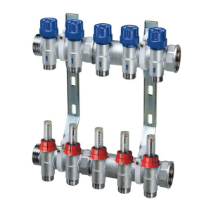 FAR FK 3971 C11405  Терморегулирующий  запорный коллектор 1 1/4" с расходом. 5 отвМ24х19,  с кроншт.