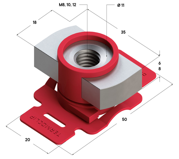 TERMOCLIP 09366001 Гайка быстрого монтажа потайная 41 8F 20x20x50, 6 мм