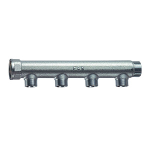 FAR FK 3725 11434TP  Коллектор 1 1/4" (ВР-НР) с 4 отв. 3/4" НР (межосев. 50 , плоскупл.