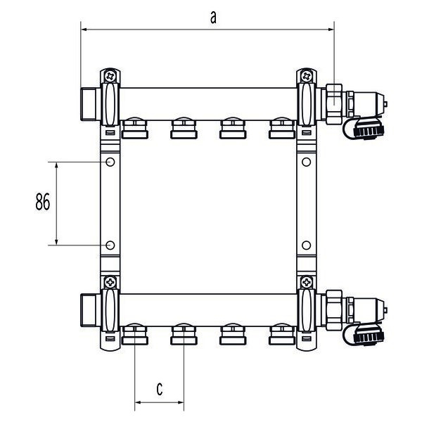 РЕХАУ 11102121001 RAUTITAN Распределительный коллектор HLV 1" x 3/4 EK, на 8 групп , нержавеющая сталь