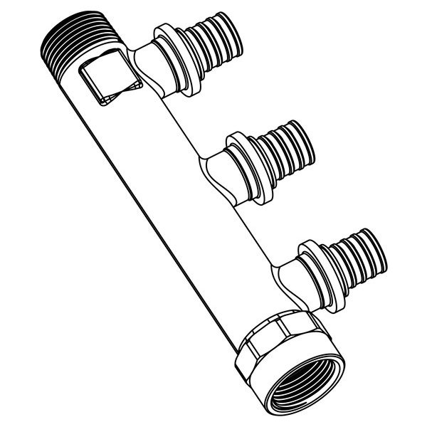РЕХАУ 14563861001 RAUTITAN RX+ Гребенка распределительная на три трубы R/Rp 3/4-20, бронза