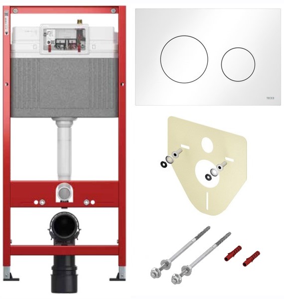 TECEbase BASE 2.0 Комплект инсталляции 4 в 1 с панелью смыва ТЕСЕloop 2.0, цвет белый глянец, для установки подвесного унитаза