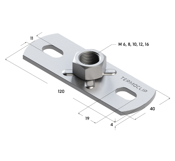 TERMOCLIP 09124002 Пластина опорная для средних нагрузок 4F2 40x15x120, 4 мм