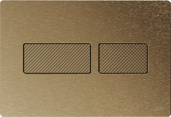 TECEsolid Панель смыва с двойной системой смыва для унитаза, материал металл, цвет матовая бронза с ромбовидным рельефом клавиш