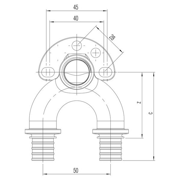 РЕХАУ 14564161001 RAUTITAN RX+ Проточный настенный угольник 16/20-Rp 1/2 короткий, бронза