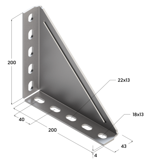 TERMOCLIP 09265001 Угол усиленный 200х200 38-41 4F10 200x43x200, 4 мм
