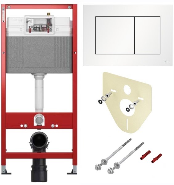 TECEbase BASE 2.0 Комплект инсталляции 4 в 1 с панелью смыва ТЕСЕnow, цвет белый матовый, для установки подвесного унитаза