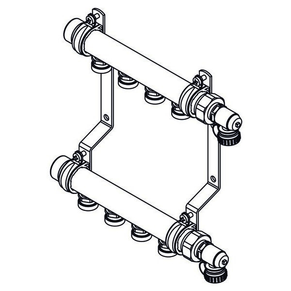 РЕХАУ 11102121001 RAUTITAN Распределительный коллектор HLV 1" x 3/4 EK, на 8 групп , нержавеющая сталь