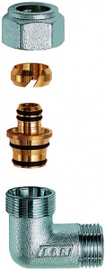 FAR FC 5261 34 80204  Угольник 3/4", НР, с концовкой дляпластиковой труб 20х2