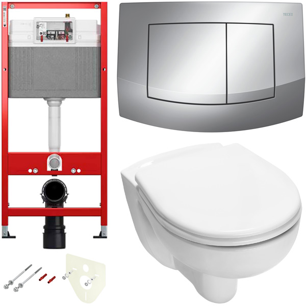 TECE 9400405.WC1 TECbase Полный комплект 5 в 1 для установки подвесного унитаз с крышкой/сиденьема, панель хром глянцевый, унитаз с крышкой/сиденьем V04