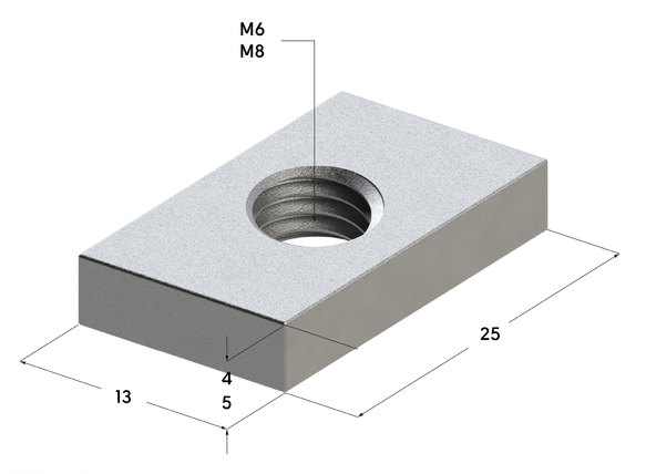 TERMOCLIP 09108002 Гайка профиля 28 5F  13x5x25, 5 мм