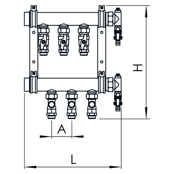РЕХАУ 12467091001 RAUTHERM S Распределительный коллектор IVK на 12 контуров, латунь