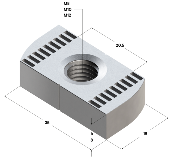 TERMOCLIP 09387001 Гайка профиля 41 8F 18x6x35, 6 мм