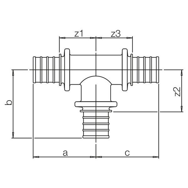 РЕХАУ 12005441001 RAUTHERM S Тройник 20-10-20, оцинкованная латунь