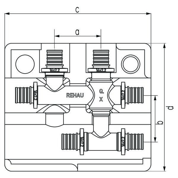 РЕХАУ 11777031001 RAUTITAN Крестовина латунная 20-16-16 ("переход трубы над трубой"),