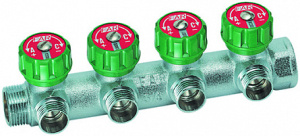 FAR FK 3824 134 MultiFAR Коллектор регулирующий 1", ВР-НР, 4 отвода 3/4"EK, НР, межосевое 45