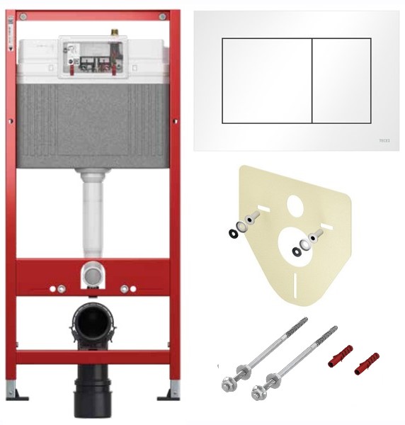 TECEbase BASE 2.0 Комплект инсталляции 4 в 1 с панелью смыва ТЕСЕnow, цвет белый глянец, для установки подвесного унитаза