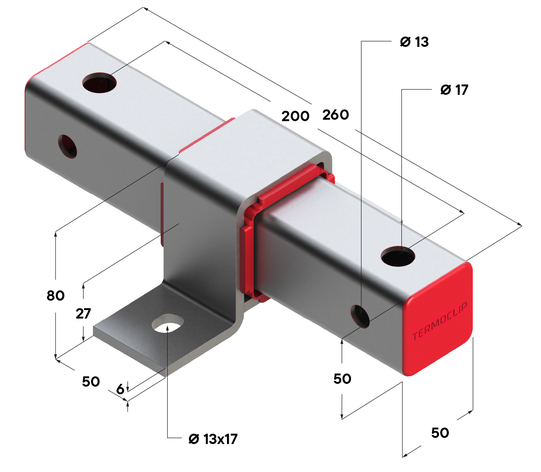 TERMOCLIP 09414002 Опора скользящая В50x50 F4 180x80x260,  мм