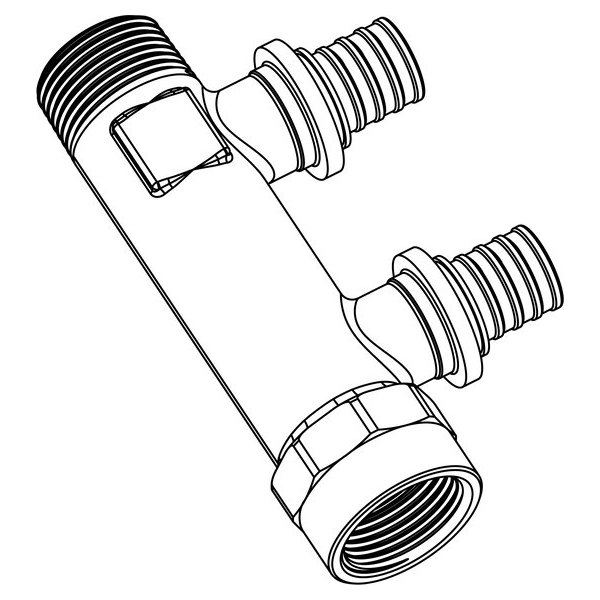 РЕХАУ 14563831001 RAUTITAN RX+ Гребенка распределительная на две трубы R/Rp 3/4-16, бронза