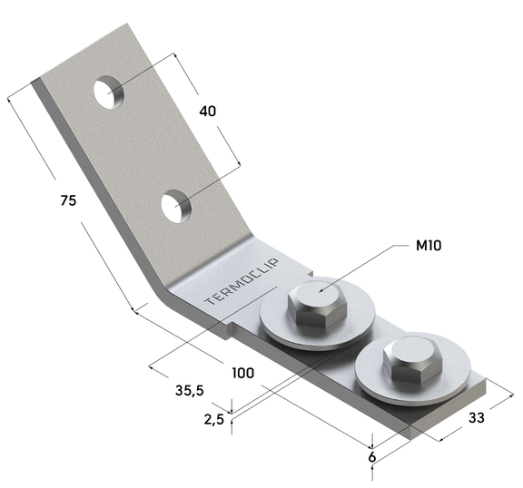 TERMOCLIP 09252001 Уголок в сборе 45˚ 38-41 6F4 75x33x100, 6 мм